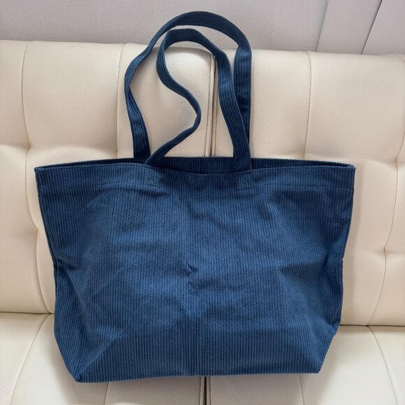 Sezane limited edition super soft velvet corduroy tote bag, denim blue, NWOT - Picture 2 of 4